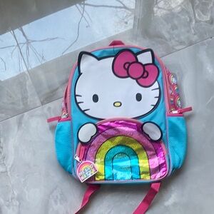 Hello Kitty Glittery Rainbow Backpack with Pink and Blue Accents